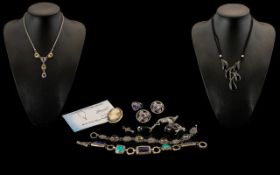 Collection of Silver Costume Jewellery to include Black Onyx Silver Necklace with certificate of
