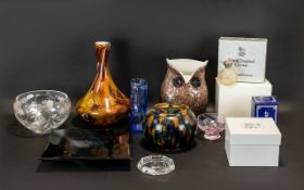 A Collection Of Glass. Comprising, Royal Doulton Crystal Miniature Dish, Welsh Royal Crystal Vase,