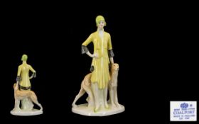 Coalport Hand Painted Figurine ' Ladies of Fashion ' Vogue Series. Miss 1923. Designer John Bromley,