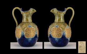 Royal Doulton Nice Quality Pair of Chine Ware Globular Shaped Jugs each with cobalt blue bases.