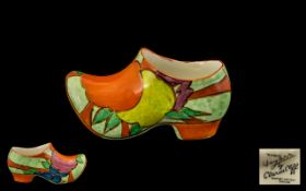 Clarice Cliff Art Deco Period Hand painted Clog/Sabot 'Melon Pattern'. Circa 1930. 4'' - 10 cm