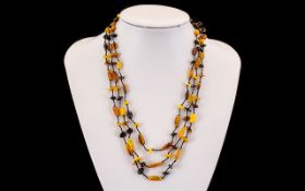 Multi Strand Polish Amber necklace in egg yolk, cognac, butterscotch and honey colours with a