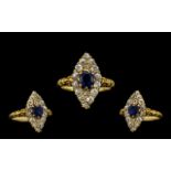 Edwardian Period Attractive and Quality 18ct Gold Marquise Shaped Sapphire and Diamond Ring.