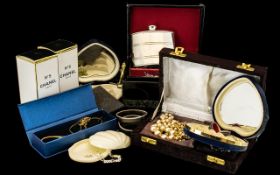 Collection of Vintage Items including vintage jewellery comprising three pearl necklaces and two