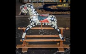 Early 20th Century Rocking Horse Painted Rocking Horse Of Typical Form Raised On A pine Sledge