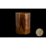 Chinese Brush Pot. Antique Chinese brown glaze brush pot, stands at 5 1/2 inches, diameter 4 1/4