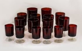 A Varied Collection of Ruby Drinking Glasses (16) in total. Please see accompanying image.