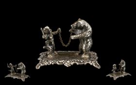 A Fine Quality Novelty Mid 19th Century Minature Figure Group, depicting a large dancing bear with