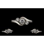18ct White Gold Attractive 3 Stone Diamond Ring, Excellent Setting, The 3 Diamonds of Excellent