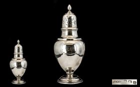 George V Period Sterling Silver Sugar Sifter of Large Proportions and Bulbous Form. Hallmark