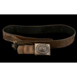 Luftwaffe Leather Belt And Buckle, Belt Stamped Bruder Schneider Wien 1940.