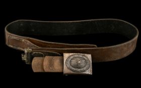 Luftwaffe Leather Belt And Buckle, Belt Stamped Bruder Schneider Wien 1940.