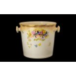 A Large Porcelain Hand Painted Bucket/Planter. Decorated in gilt highlights on a cream ground with