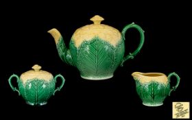Wedgwood Cauliflower Ware Set comprising Tea Pot, Milk Jug and Lidded Sugar Bowl, of Etruria and