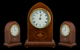 Edwardian Period Mantel Clock - Swiss made and nice quality mahogany cased bishops hat shaped mantel