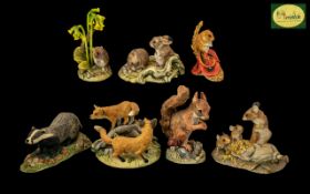 Collection of Teviotdale & Border Fine Arts Ceramic Woodland Creatures. Comprises: a badger; two