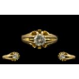 18ct Gold - Gents Pleasing Stone Diamond Ring -Gypsy Setting. Full Hallmark for 18ct, Good