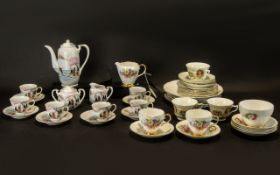 Old Royal Bone China Tea Set comprising six cups, six saucers and six small sandwich/cake plates,