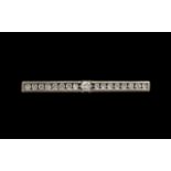 Art Deco Period Superb Quality 14ct White Gold Diamond Set Line Brooch, Marked 585 - 14ct. The Round