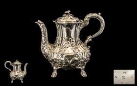 William IIII Superb Quality Ornately Embossed Silver Teapot of Pleasing Proportions, Made of Heavy