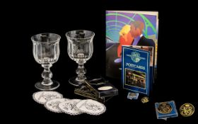 Venice Simplon Orient Express Memorabilia Including Two Wine Goblets.