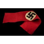 Nazi Swastika Armband, Red Cloth Armband With RZM Paper Label.