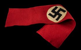 Nazi Swastika Armband, Red Cloth Armband With RZM Paper Label.