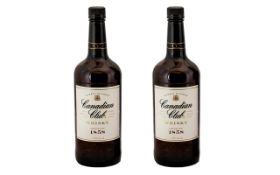 Two Litre Bottles of Canadian Club Imported 1858 Whiskey sealed and unopened. Please see images.