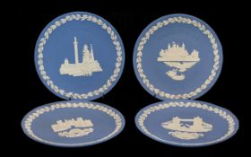 Collection of Wedgwood Blue Jasper Christmas Plates. Early editions, Year No. 2. 1970 - Year No. 8