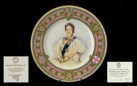 Caverswall China Queen Mother 80th Year Plate. Limited edition of 2000, Number 1380. Boxed and