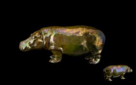 Antique Lustre Hippopotamus. Antique porcelain Hippo, in a lovely lustre finish, no damage or