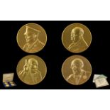 John Pinches Ltd and Numbered Edition Set of Churchill Medals, Each 24ct Gold on Sterling Silver.