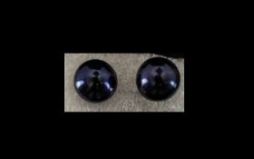 Fresh Water Peacock Pearl Stud Earrings, the large, solitaire, domed pearls set in rhodium vermeil