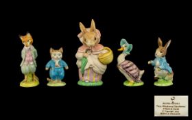 Five Beatrix Potter Figures To Include Royal Albert Mrs Rabbit, Beswick Peter Rabbit, Foxy Whiskered