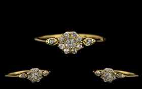 Antique Period 18ct Gold Attractive and Petite Diamond Set Dress Ring. Marked 18ct. The Old Cut