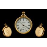 American Watch Co Waltham 14ct Gold Open Faced Keyless Pocket Watch. c.1900 - 1910. Features White