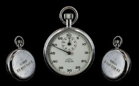 British Military Nero Lemania Stainless Steel Cased Stopwatch, Marked to Back Plate 2GPO-GGW63-