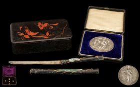 Mixed Lot Of Collectables To Include A Lincoln Art and Industrial Exhibition Silver Prize