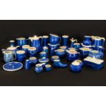 Large Collection of Devon Blue Ware Pottery comprising: Tea Pot, Coffee Pot, Various Sized Jugs,