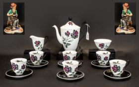 Royal Albert 'Masquerade' Tea Set comprising Tea Pot, Sugar Bowl, Milk Jug, Six Cups and Six