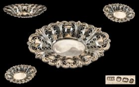 Mid Victorian Period Superb Quality Openwork Silver Sweetmeat Dish of Excellent Proportions.