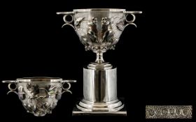 Walter & John Barnard Superb Quality Large & Impressive Twin Handled Silver Kalyx Cup & Stand. The