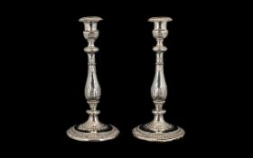 Portuguese Mid 19th Century Large and Impressive Pair of Fine Silver Candlesticks of Excellent