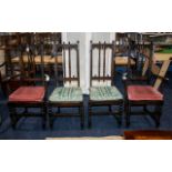 Set of Four Jacobean Ercol Style Chairs - carved arch back rail turned and carved supports,