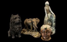 Collection of Ceramics & Pottery to include Sandicast Sculpture of a Cairn Terrier; a hand painted