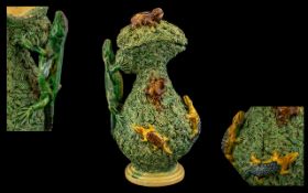 Mafna Caldas 19th Century Large & Impressive Palissy Reptile Ewer/Jug. The handle in the form of a