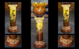 Bretby - Large and Impressive Jardiniere and Stand. c1900, Excellent Colour and Design. Marked and