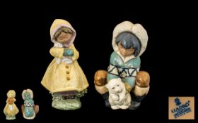 Lladro Gres Hand Painted Figures ( 2 ) In Total. Comprises 1/ Poor Little Bear, Model 2232. Issued