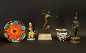 Collection of Vintage Items to include an Art Nouveau figure of a dancer raised on a marble