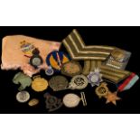 Mixed Lot Of Military Items To Include A Royal Air Force Silk Hanky, Cloth Badges, WW2 Medals, Korea